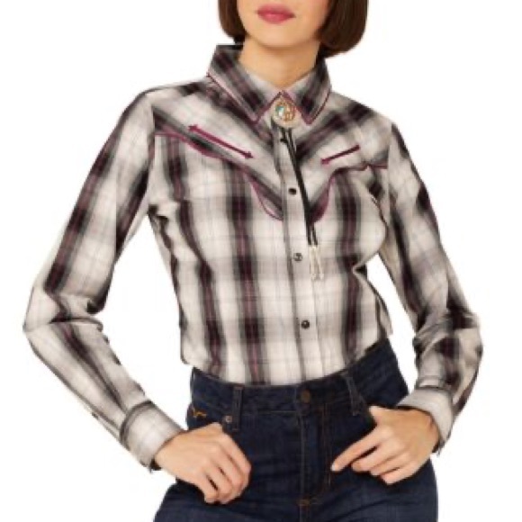 Wrangler Tops - NWT Wrangler Retro Plaid Fancy Yoke Snap Front Western Shirt